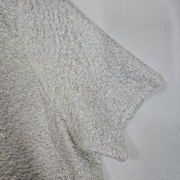 VTG Rue21 Top L White Metallic Gold Sparkle Pearls Rhinestones McBling Evening - Picture 4 of 13